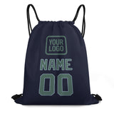 Custom Navy Blue Green Drawstring Bag