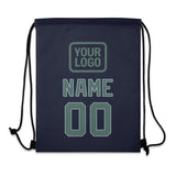 Custom Navy Blue Green Drawstring Bag