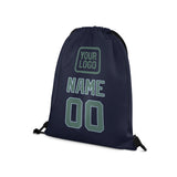 Custom Navy Blue Green Drawstring Bag