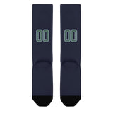 Custom Navy Blue Green Knee-High Sock