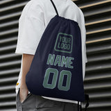 Custom Navy Blue Green Drawstring Bag