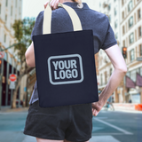 Custom Navy Blue Green Canvas Tote Bag