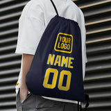 Custom Navy Gold Drawstring Bag
