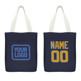 Custom Navy Yellow Canvas Tote Bag