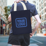 Custom Navy Yellow Canvas Tote Bag