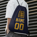 Custom Navy Yellow Drawstring Bag