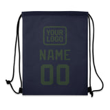 Custom Navy Dark Green Drawstring Bag