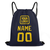 Custom Navy Gold Drawstring Bag