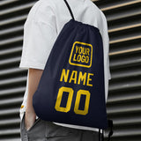 Custom Navy Gold Drawstring Bag