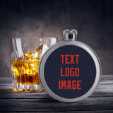 Custom Navy Orange Red Hip Flask