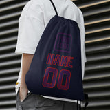 Custom Navy Purple Drawstring Bag
