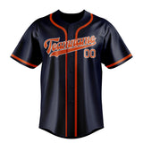 Custom Navy & Orange Red Colors Design Sports Baseball Jersey
