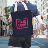 Custom Navy Khaki Canvas Tote Bag