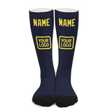Custom Navy Light Yellow Knee-High Sock
