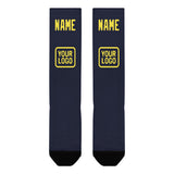 Custom Navy Light Yellow Knee-High Sock