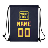 Custom Navy Light Yellow Drawstring Bag