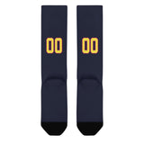Custom Navy Light Yellow Knee-High Sock