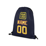 Custom Navy Light Yellow Drawstring Bag