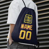 Custom Navy Light Yellow Drawstring Bag