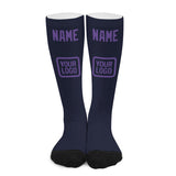 Custom Navy Light Purple Knee-High Sock