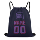 Custom Navy Light Purple Drawstring Bag