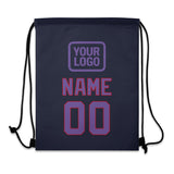 Custom Navy Light Purple Drawstring Bag