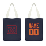 Custom Navy Orange Canvas Tote Bag
