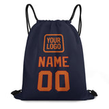 Custom Navy Orange Drawstring Bag