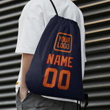 Custom Navy Orange Drawstring Bag