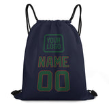 Custom Navy Green Drawstring Bag
