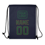 Custom Navy Green Drawstring Bag
