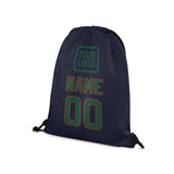 Custom Navy Green Drawstring Bag