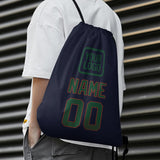 Custom Navy Green Drawstring Bag