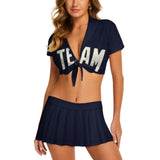 Custom Navy Cream Cheerleading Uniform Set