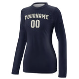 Custom Navy Cream Women's Long-Sleeve Shirt