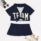 Custom Navy Cream Cheerleading Uniform Set