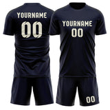 Custom Navy Cream Soccer Jersey