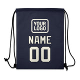 Custom Navy Cream Drawstring Bag