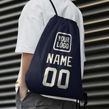 Custom Navy Cream Drawstring Bag