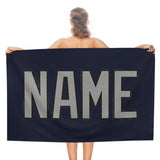 Custom Navy Gray Beach Towel