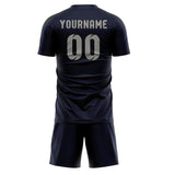 Custom Navy Gray Soccer Jersey