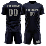 Custom Navy Gray Soccer Jersey