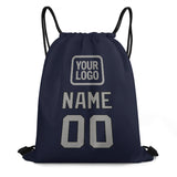 Custom Navy Gray Drawstring Bag
