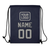 Custom Navy Gray Drawstring Bag