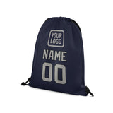 Custom Navy Gray Drawstring Bag