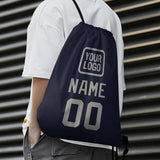 Custom Navy Gray Drawstring Bag