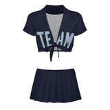 Custom Navy Light Blue Cheerleading Uniform Set