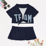 Custom Navy Light Blue Cheerleading Uniform Set