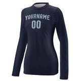 Custom Navy Light Blue Women's Long-Sleeve Shirt