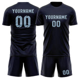 Custom Navy Light Blue Soccer Jersey